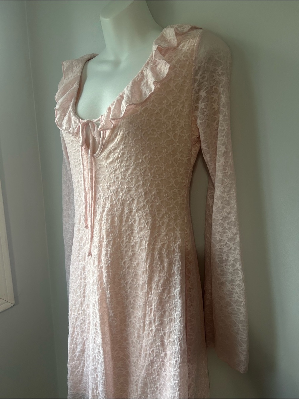 NEW See You Monday Blush Pink Lace-Trim Overlay Dress